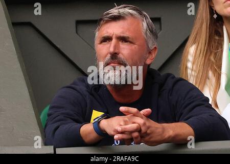 Londres, Inglaterra. 03rd juillet 2023. Goran Ivanisevic, ancien joueur de tennis, lors du tournoi de Wimbledon 2023 qui s'est tenu à Londres, en Angleterre. Crédit: Andre Chaco/FotoArena/Alamy Live News Banque D'Images