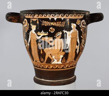 Terracotta Skyphos (coupe profonde) 300 BC par la poterie grecque ancienne Banque D'Images