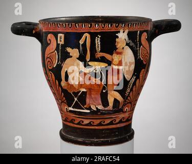 Terracotta Skyphos (coupe profonde) 325 BC par la poterie grecque ancienne Banque D'Images