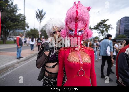 Bogota, Colombie. 02nd juillet 2023. Les membres et les supporters de la communauté du GTQL participent à la parade internationale de la fierté à Bogota, Colombie, 2 juillet 2023. Photo par: Wendy P. Romero/long Visual Press crédit: Long Visual Press/Alay Live News Banque D'Images