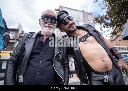 Bogota, Colombie. 02nd juillet 2023. Les membres et les supporters de la communauté du GTQL participent à la parade internationale de la fierté à Bogota, Colombie, 2 juillet 2023. Photo par: Wendy P. Romero/long Visual Press crédit: Long Visual Press/Alay Live News Banque D'Images