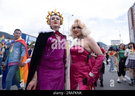 Bogota, Colombie. 02nd juillet 2023. Les membres et les supporters de la communauté du GTQL participent à la parade internationale de la fierté à Bogota, Colombie, 2 juillet 2023. Photo par: Wendy P. Romero/long Visual Press crédit: Long Visual Press/Alay Live News Banque D'Images