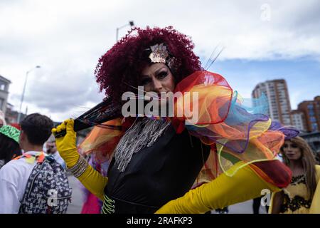 Bogota, Colombie. 02nd juillet 2023. Les membres et les supporters de la communauté du GTQL participent à la parade internationale de la fierté à Bogota, Colombie, 2 juillet 2023. Photo par: Wendy P. Romero/long Visual Press crédit: Long Visual Press/Alay Live News Banque D'Images