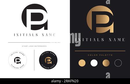 Logo de luxe GP ou PG initial Monogram Text Letter Design Illustration de Vecteur