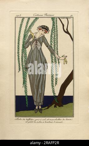 Costumes Parisiens Fashion Illustration No.91 du Journal des Dames et des modes, 1913 1913 par George Barbier Banque D'Images