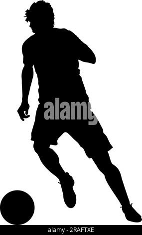 Joueur de football avec silhouette de balle isolée sur fond blanc. Illustration vectorielle Illustration de Vecteur