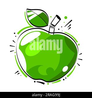 Jus de pomme dans une bouteille en verre. Pomme rouge. Illustration vectorielle de style plat. Illustration de Vecteur