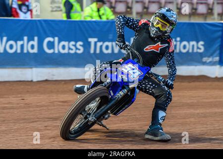 Tim Neave (54) en action lors du match de première division de Sports Ensure entre Belle vue Aces et Wolverhampton Wolves au National Speedway Stadium, Manchester, le lundi 3rd juillet 2023. (Photo : Ian Charles | INFORMATIONS MI) Credit: INFORMATIONS MI & Sport /Alamy Live News Banque D'Images