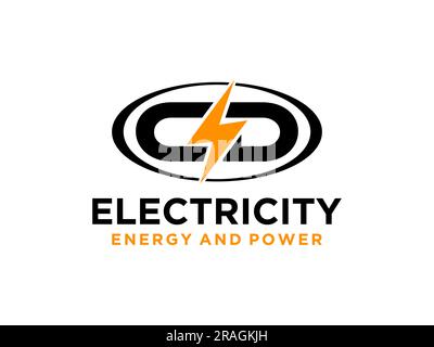 Lettre CD Flash Thunderbolt Energy Power logo modèle vectoriel. Icône de concept de logo de batterie d'électricité à vitesse rapide Illustration de Vecteur