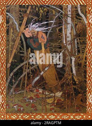 Baba Yaga. Illustration pour le conte de fées 'Vasilisa le beau' 1900 par Ivan Bilibin Banque D'Images