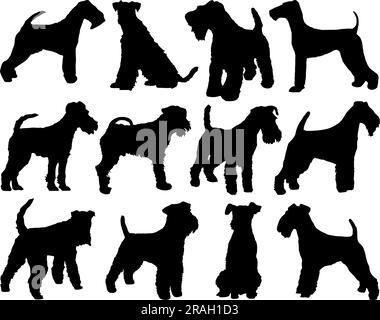 Ensemble de Silhouette de chien Terrier gallois Illustration de Vecteur
