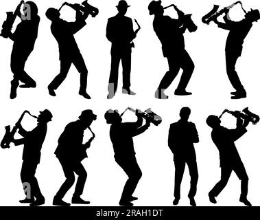 Ensemble de saxophone Player Silhouette Illustration de Vecteur