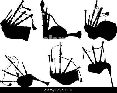 Ensemble de Bagpipes Silhouette Illustration de Vecteur