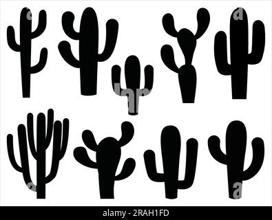 Set de Cactus Silhouette Illustration de Vecteur