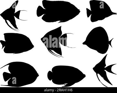 Ensemble de silhouettes de poissons d'angle Illustration de Vecteur