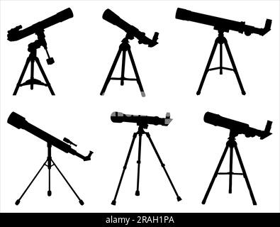 Ensemble de silhouette de télescope Illustration de Vecteur