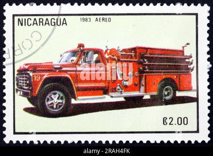 NICARAGUA - circa 1983 : timbre imprimé en Nicaragua montre à incendie, vers 1983 Banque D'Images