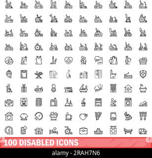 100 icônes désactivées définies. Illustration de 100 icônes désactivées ensemble de vecteurs isolé sur fond blanc Illustration de Vecteur