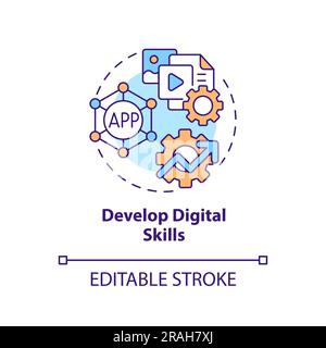 Développer l'icône de concept de compétences numériques Illustration de Vecteur