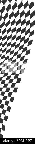 Drapeau de course ou arrière-plan de chevêtre vertical. Motif de carrés noirs et blancs déformé. Papier peint de compétition pour motocross, rallye, voitures de sport Illustration de Vecteur
