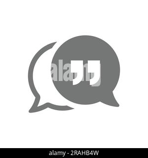 Bulle de discussion et icône de scénario entre guillemets. Bulle de message et symbole entre guillemets. Illustration de Vecteur