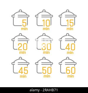 Réglage du temps de cuisson et de l'icône de la ligne de cuisson. Cuire pour 5, 10 minutes de symboles vectoriels. Illustration de Vecteur