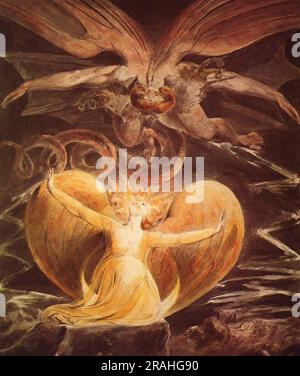 Le Grand Dragon Rouge et la femme revêtus du soleil 1810 par William Blake Banque D'Images