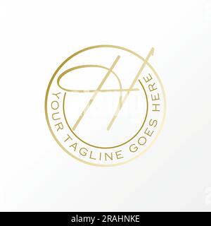 Logo design concept graphique créatif abstrait premium vecteur gratuit simple lettre unique H police manuscrite cicle line emblème. Badge typographique associé Illustration de Vecteur