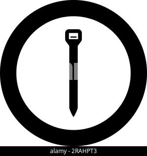 Serre-câble zip matériau de construction icône en cercle rond noir couleur vecteur illustration image style Uni de contour simple Illustration de Vecteur