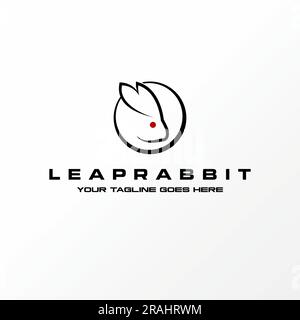 Logo design concept graphique créatif abstrait premium vecteur libre tête et oreilles lapin drôle sur la ligne de cercle. Lié à la ferme d'animaux de compagnie active Illustration de Vecteur