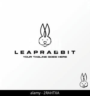 Logo design concept graphique créatif abstrait premium vecteur libre tête et oreilles lapin drôle sur la ligne art.. Lié à animal actif et dessin animé Illustration de Vecteur