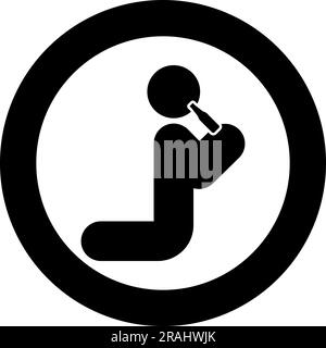 Homme humain eau potable alcool bière de la bouteille position de chevalier icône dans le cercle rond noir couleur vecteur illustration image style Uni contour Illustration de Vecteur