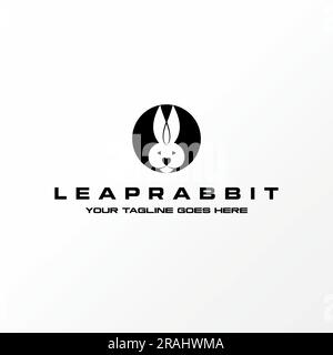 Logo design concept graphique créatif abstrait premium vecteur libre tête et oreilles lapin drôle sur bloc de cercle. Lié à la ferme d'animaux de compagnie active Illustration de Vecteur