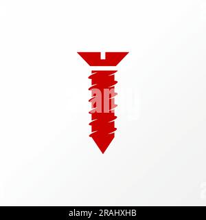 Logo design concept graphique créatif abstrait premium vecteur libre stock simple vis unique avec coupe. Lié à l'atelier de réparation mécanique des biens Illustration de Vecteur