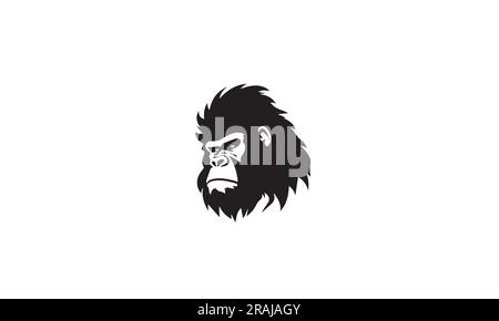 Logo Gorilla noir simple icône plate sur fond blanc Illustration de Vecteur