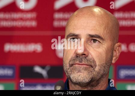 Eindhoven, pays-Bas. 4 juillet 2023. Le nouvel entraîneur-chef Peter Bosz lors d'une présentation au stade Phillips sur 4 juillet 2023 à Eindhoven, pays-Bas. ANP JEROEN PUTMANS/Alamy Live News Banque D'Images