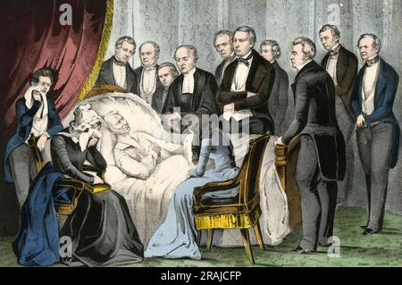 Décès du général Zachary Taylor (24 novembre 1784 - 9 juillet 1850) était le douzième Président des États-Unis. Il a occupé ses fonctions du 4 mars 1849 jusqu'à sa mort et a été le deuxième président, après William Henry Harrison, à mourir pendant son mandat, historique, restauré numériquement reproduction d'un original de 19th siècle. / Tod von General Zachary Taylor, (24. Novembre 1784 bis 9. Juli 1850) war der zwölfte Präsident der Vereinigten Staaten. Er amtierte vom 4. März 1849 bis zu seinem Tod und war nach William Henry Harrison der zweite Präsident, der während seiner Amtszeit verstarb, Historisch, Banque D'Images