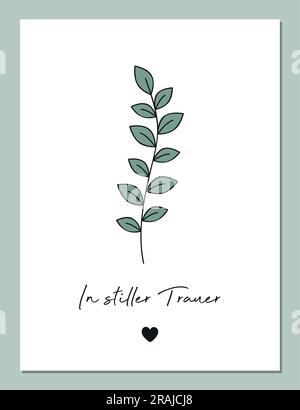 carte de condoléances avec tendril floral dans un deuil silencieux Illustration de Vecteur