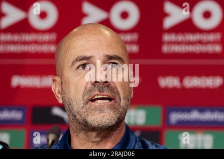 Eindhoven, pays-Bas. 4 juillet 2023. Le nouvel entraîneur-chef Peter Bosz lors d'une présentation au stade Phillips sur 4 juillet 2023 à Eindhoven, pays-Bas. ANP JEROEN PUTMANS/Alamy Live News Banque D'Images