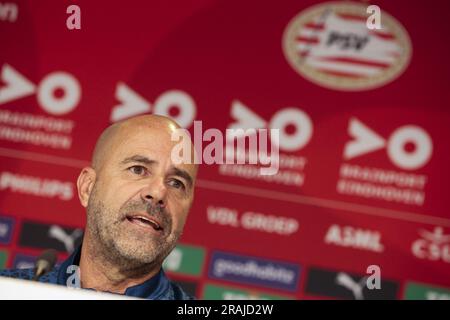 Eindhoven, pays-Bas. 4 juillet 2023. Le nouvel entraîneur-chef Peter Bosz lors d'une présentation au stade Phillips sur 4 juillet 2023 à Eindhoven, pays-Bas. ANP JEROEN PUTMANS/Alamy Live News Banque D'Images