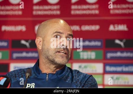 Eindhoven, pays-Bas. 4 juillet 2023. Le nouvel entraîneur-chef Peter Bosz lors d'une présentation au stade Phillips sur 4 juillet 2023 à Eindhoven, pays-Bas. ANP JEROEN PUTMANS/Alamy Live News Banque D'Images