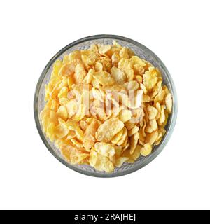 Corn-flakes dans un bol isolé sur fond blanc Banque D'Images
