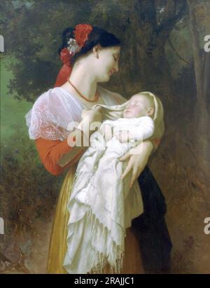 Admiration maternelle 1869 par William-Adolphe Bouguereau Banque D'Images