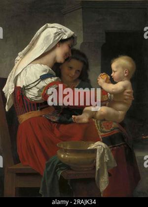 Admiration maternelle - le bain 1869 par William-Adolphe Bouguereau Banque D'Images