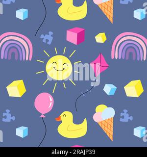 Motif de jour pour enfants heureux. Style de dessin animé d'illustration vectorielle. Illustration de Vecteur