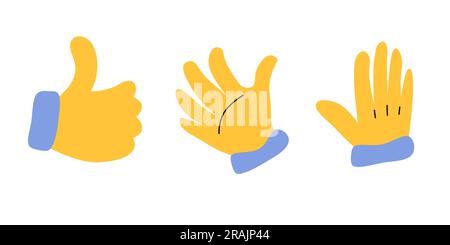 Style de dessin animé pour les mains vectorielles. Illustration plate avec ensemble d'icônes de gants isolé. Illustration de Vecteur