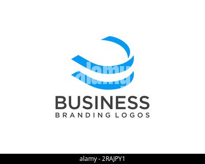U logo lettre avec motif lignes bleues. Illustration vectorielle de symbole de lettre de ligne. Illustration de Vecteur