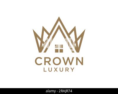 symboles ou éléments de logo créatifs pour les couronnes de roi et de reine. Couronne vintage géométrique. Illustration de Vecteur