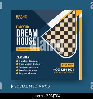 Affaires d'entreprise immobilier et maison moderne vente d'appartement médias sociaux post modèle de conception Illustration de Vecteur