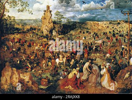 Le cortège au Calvaire 1564 par Pieter Bruegel l'ancien Banque D'Images